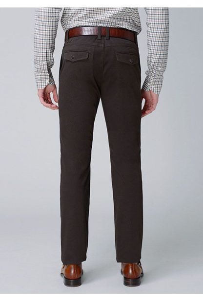 Raul Chocolate Cotton Classic Straight-Leg Business Pants
