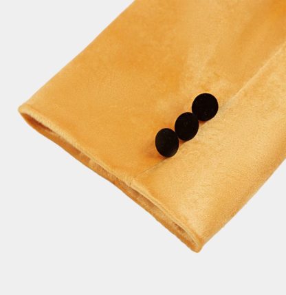 Yellow Velvet Blazer Suits Slim Fit One Button Prom Tuxedo