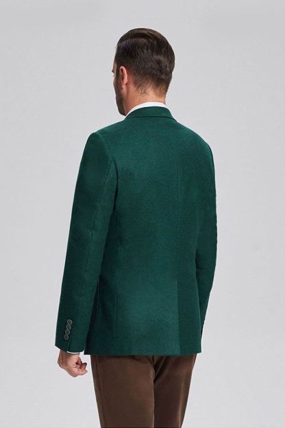 Men Classic Dark Green Patch Pocket Blazer