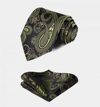 Stylish Olive Green Paisley Men Vest Set