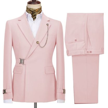 Carter Design Pink Notched Lapel Special Button Two-piece Business Men Suit