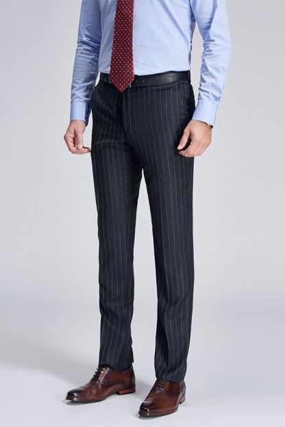 Darius Classic Dark Grey Men Suit Pants With Stripes