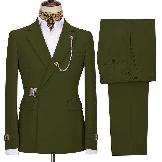 Liam Newest Solid Green Notched Lapel Men Business Suit