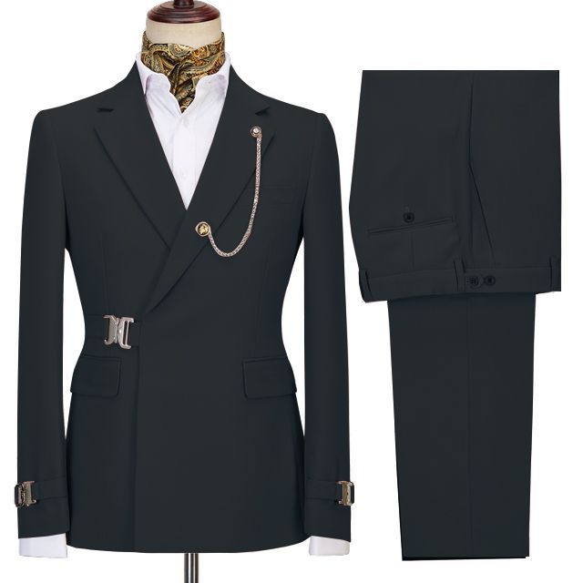 Liam Newest Black Button Notched Lapel Business Suit