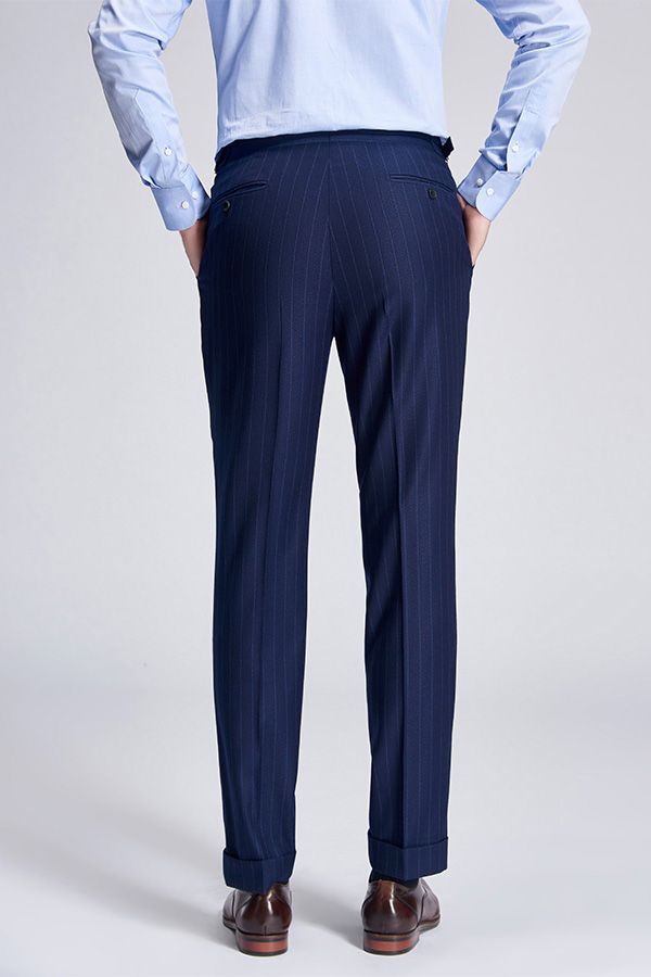 Gentleman Light Stripe Blue Pants In Men Formal Suit
