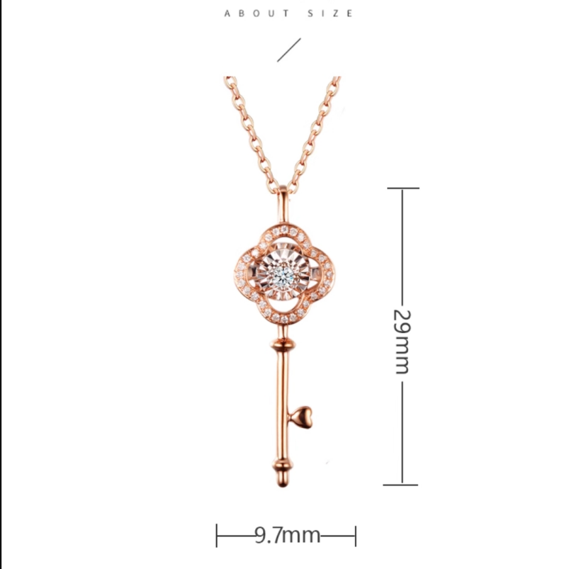 SHWA Ékszer Rose Gold Clover Key gyémánt nyaklánc