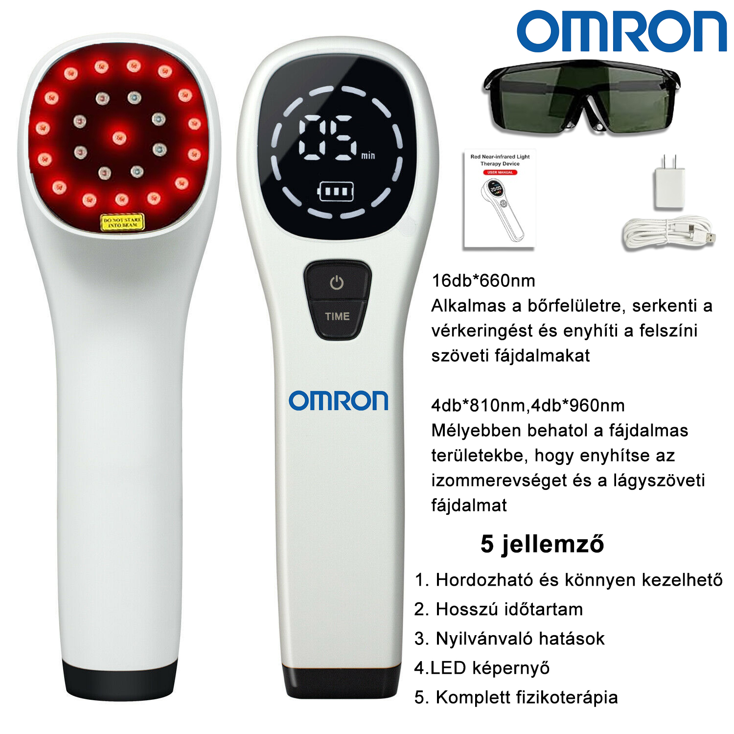 Kézi piros fényű fájdalomcsillapító készülék (ember és állat is használhatja)