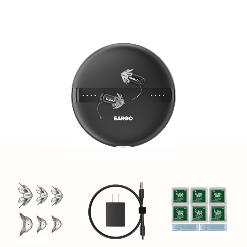 【Eredeti hiteles】Siemens EARGO 7 OTC hallókészülék – szinte láthatatlan, újratölthető, adaptív CIC,