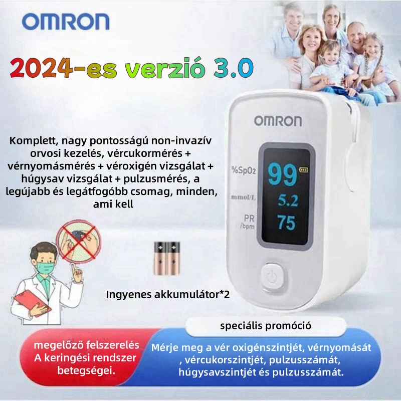 [Japánból importált] Nagy pontosságú, nem invazív Omron vércukormérő