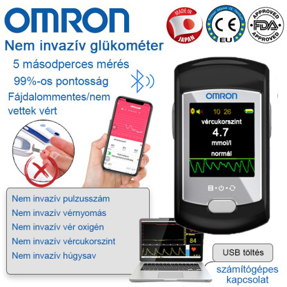 (Karácsonyi Különleges) Orvosi fokozatú, többfunkciós, non-invazív vércukormérő