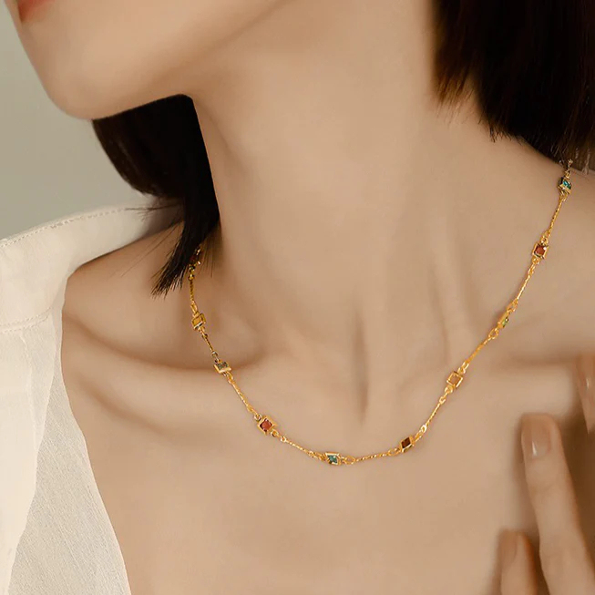 🎁 50% sleva na všechny produkty !💃Náhrdelník Elizabethe | Pozlaceno 18k zlatem🌟