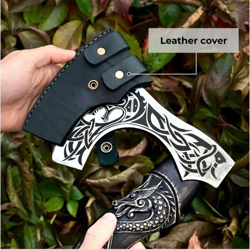 Kézzel kovácsolt gravírozott nyél Viking fejsze (Limited Edition)