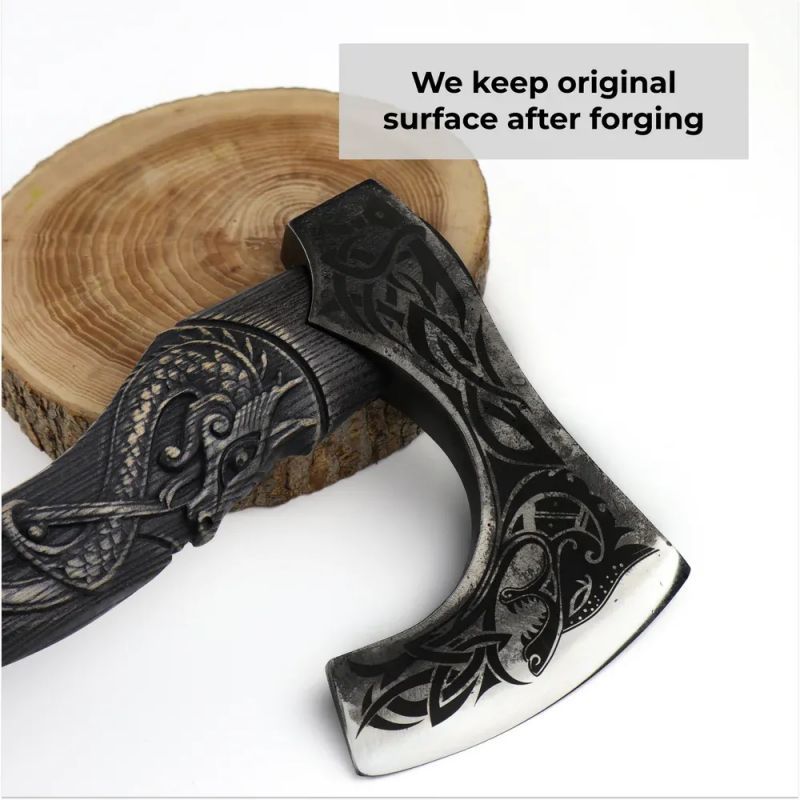 Kézzel kovácsolt gravírozott nyél Viking fejsze (Limited Edition)