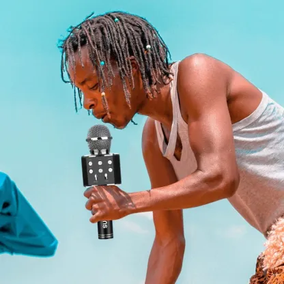 Φορητό μικρόφωνο Karaoke - Μικρόφωνο με ενσωματωμένο ηχείο Bluetooth - Συμβατό με συσκευές IOS και Android