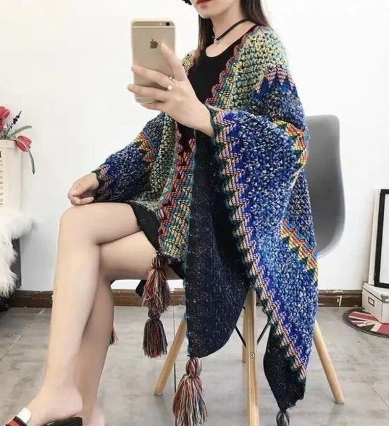 🔥 60% kedvezménnyel női kötött kardigán - horgolt ruana minta - Ruana kötés női