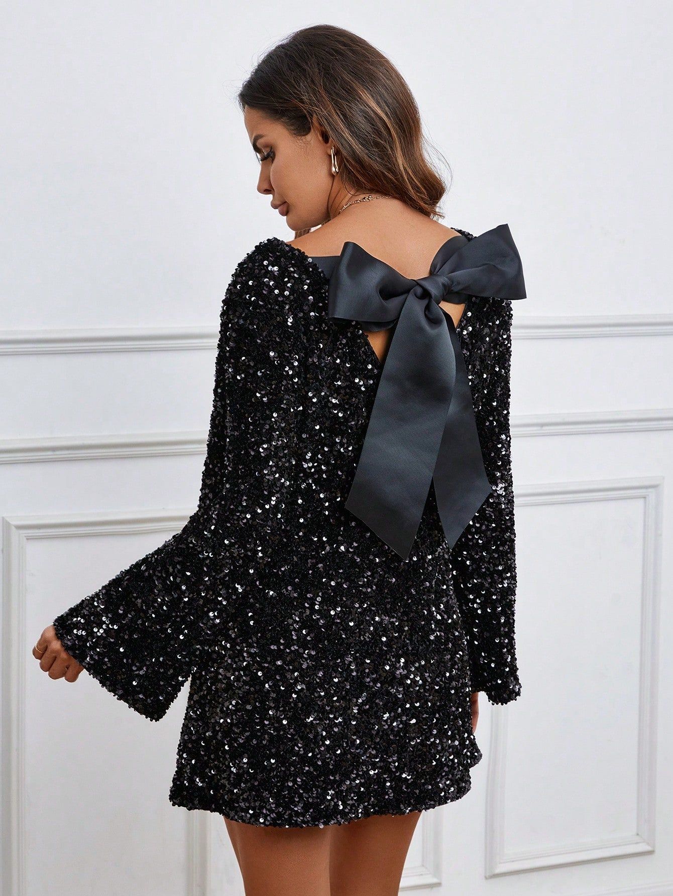 Sequined Tie-back Dress (Buy 2 Free Shipping)