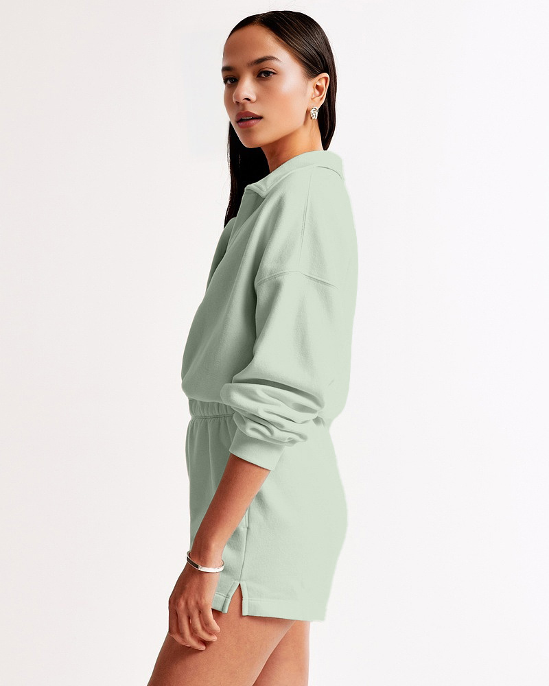 Long-Sleeve Polo Fleece Romper(BUY MORE SAVE MORE)