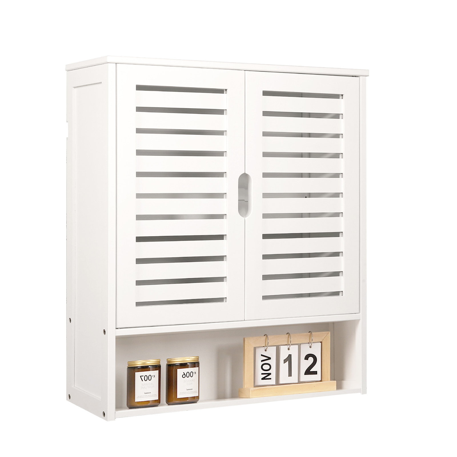 HYNAWIN Bamboo Wall Cabinet with Adjustable Shelf, Medicine Cabinet for Bathroom Living Room, Over-The-Toilet Floating Cabinet