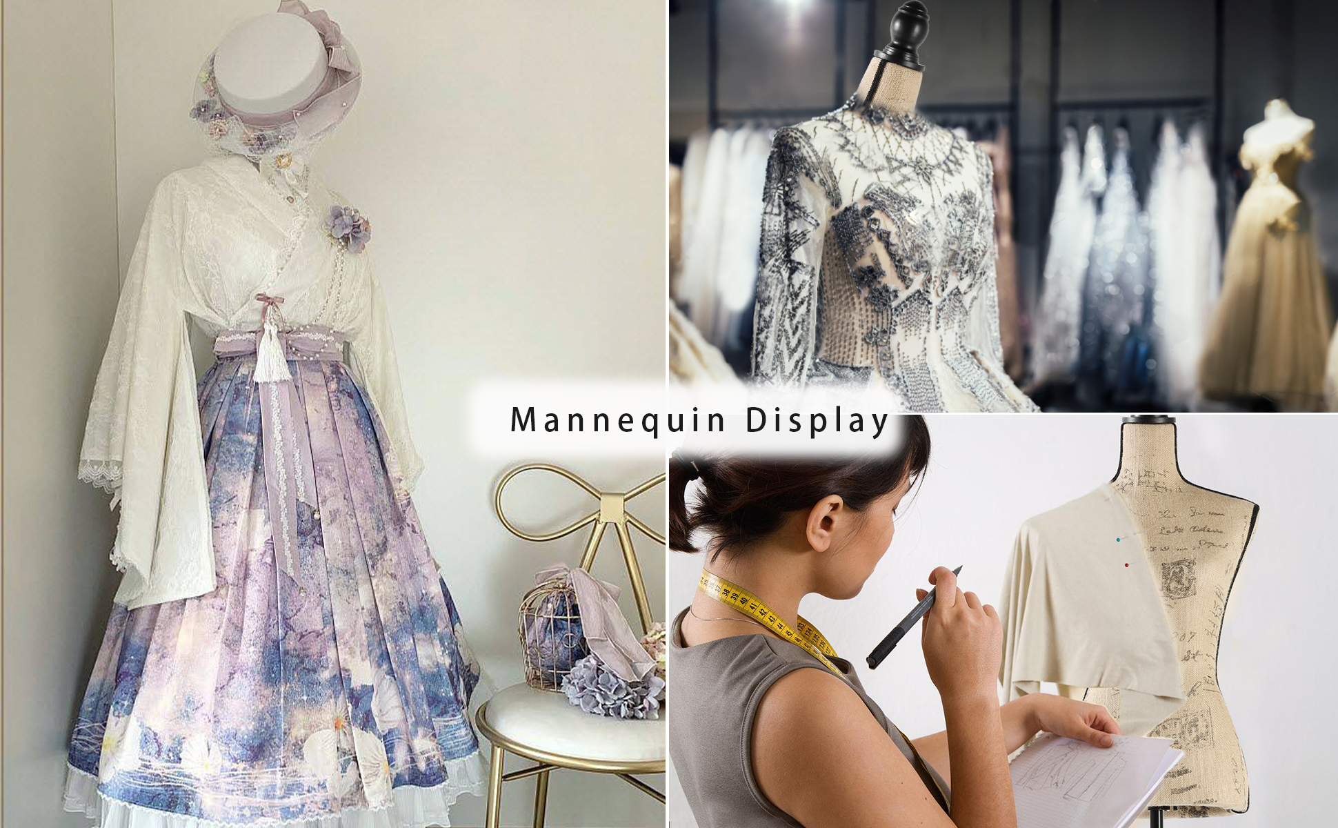 Female Dress Form Mannequin Torso Adjustable Height Mannequin Body with Tripod Stand for Clothing Dress Jewelry Display, Beige Printing