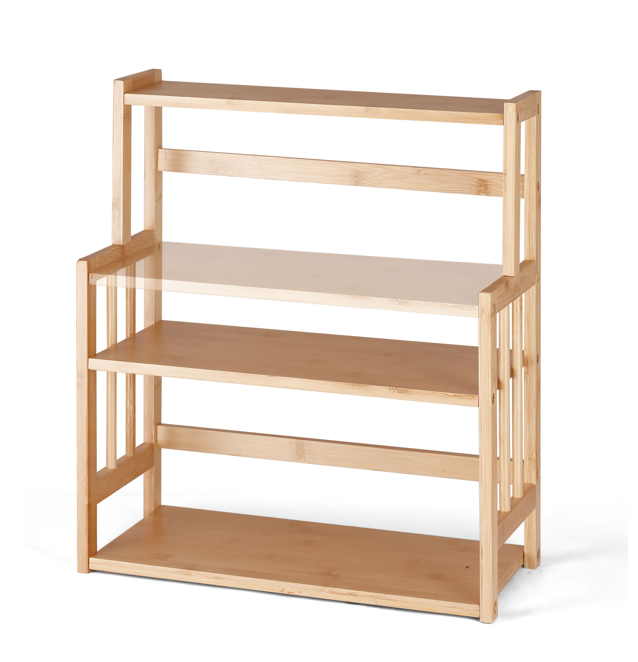 HYNAWIN Bamboo Spice Rack Storage Shelves-3 tier Standing pantry Shelf for kitchen counter storage,Bathroom Countertop Storage Organizer Desk Bookshelf with Adjustable Shelf Cabinet, Wooden