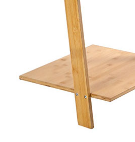 HYNAWIN Ladder Shelf Bookcase,5-Tier Bamboo Storage Rack Shelves Wall Leaning Shelf Unit,FreeStanding Plant Stand, Corner Display Shelves for Living Room, Bathroom, Kitchen, Office(65in)