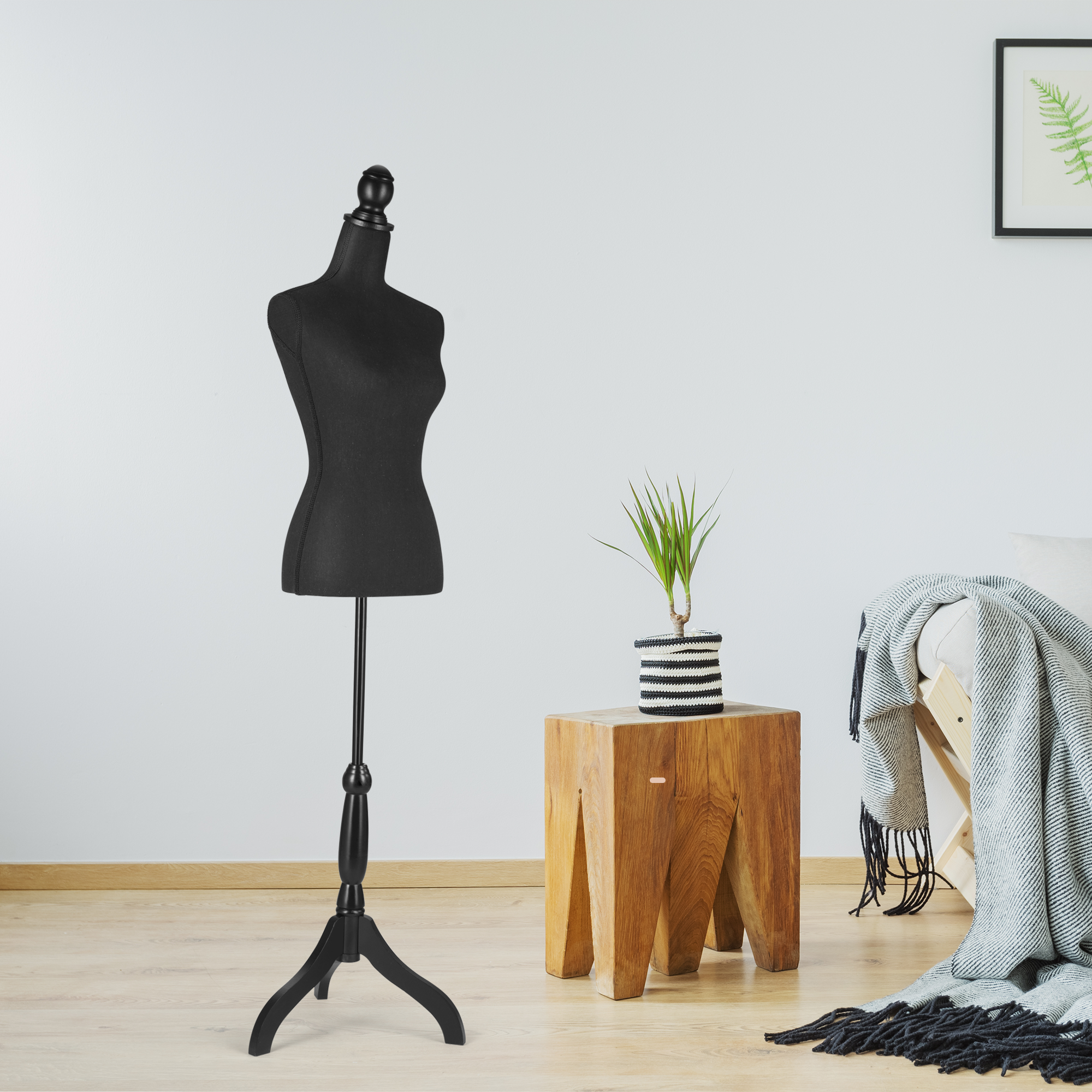 Female Dress Form Mannequin Torso Adjustable Height Mannequin Body with Tripod Stand for Clothing Dress Jewelry Display, Black