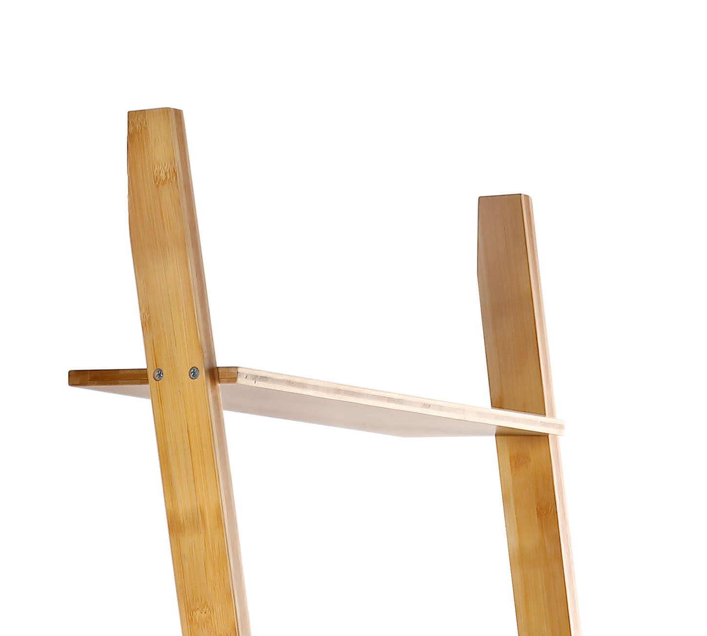 HYNAWIN Ladder Shelf Bookcase,5-Tier Bamboo Storage Rack Shelves Wall Leaning Shelf Unit,FreeStanding Plant Stand, Corner Display Shelves for Living Room, Bathroom, Kitchen, Office(65in)