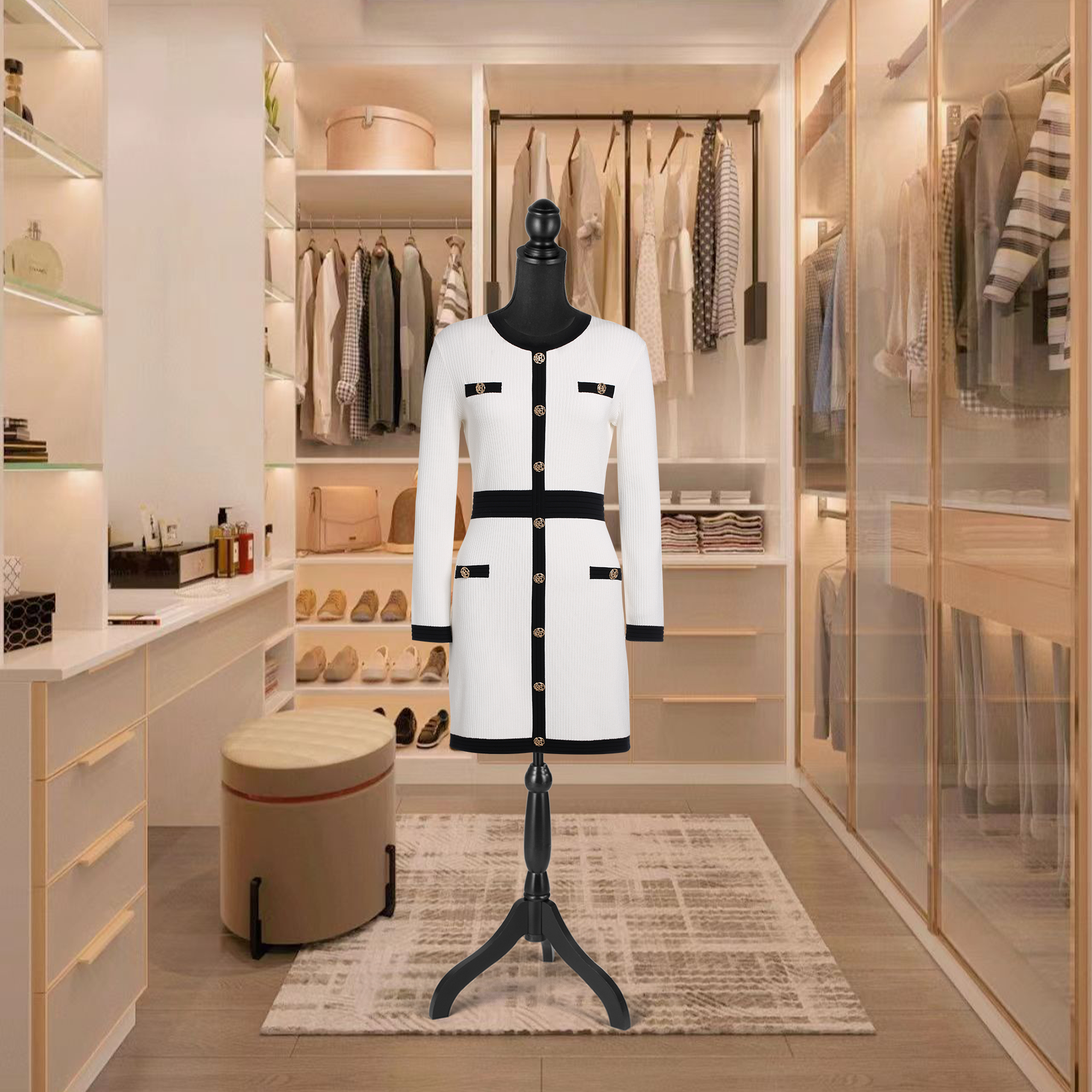 Female Dress Form Mannequin Torso Adjustable Height Mannequin Body with Tripod Stand for Clothing Dress Jewelry Display, Black