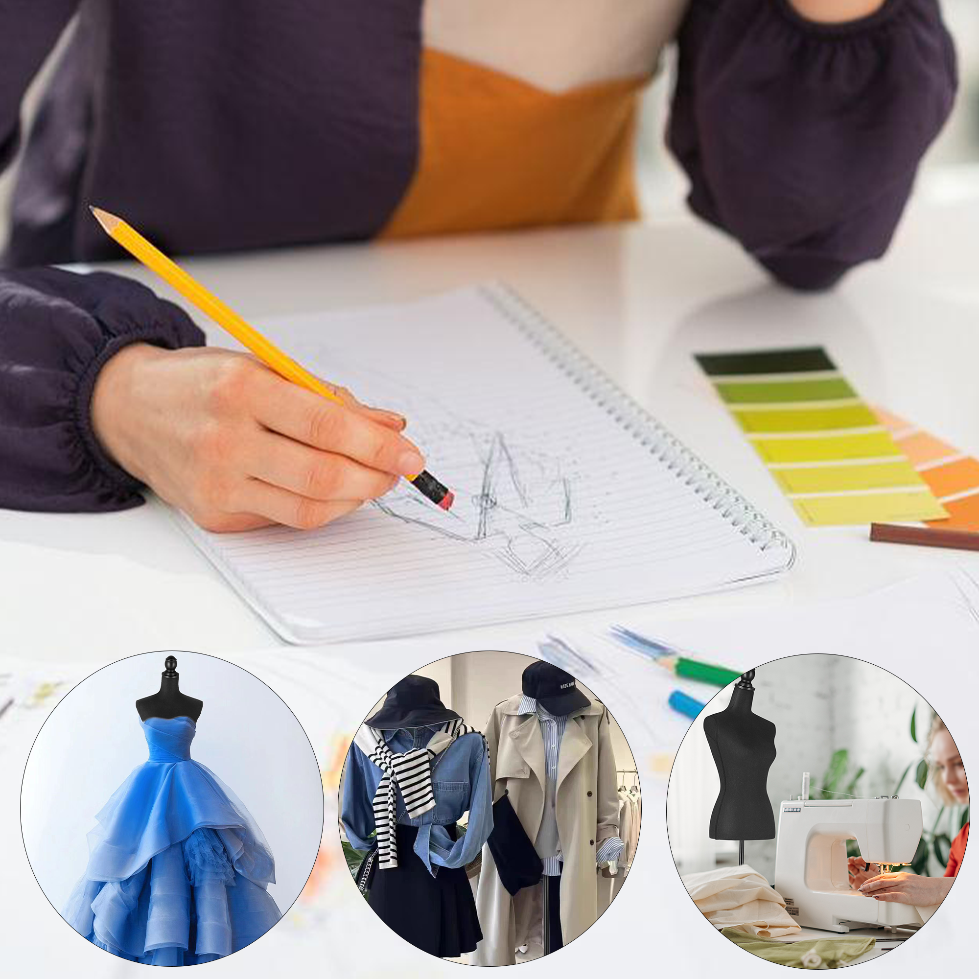 Female Dress Form Mannequin Torso Adjustable Height Mannequin Body with Tripod Stand for Clothing Dress Jewelry Display, Black