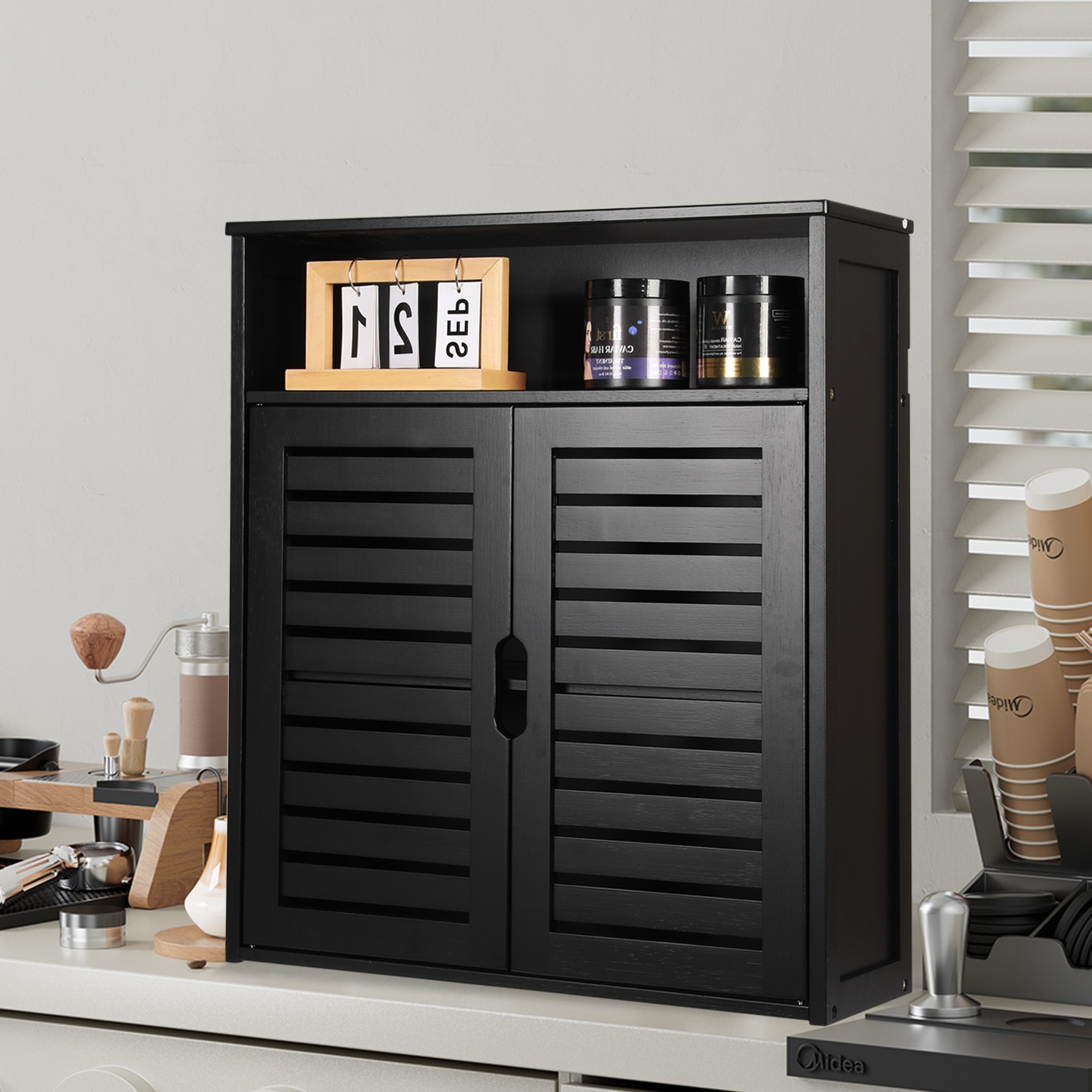 HYNAWIN Bamboo Wall Cabinet with Adjustable Shelf, Medicine Cabinet for Bathroom Living Room, Over-The-Toilet Floating Cabinet