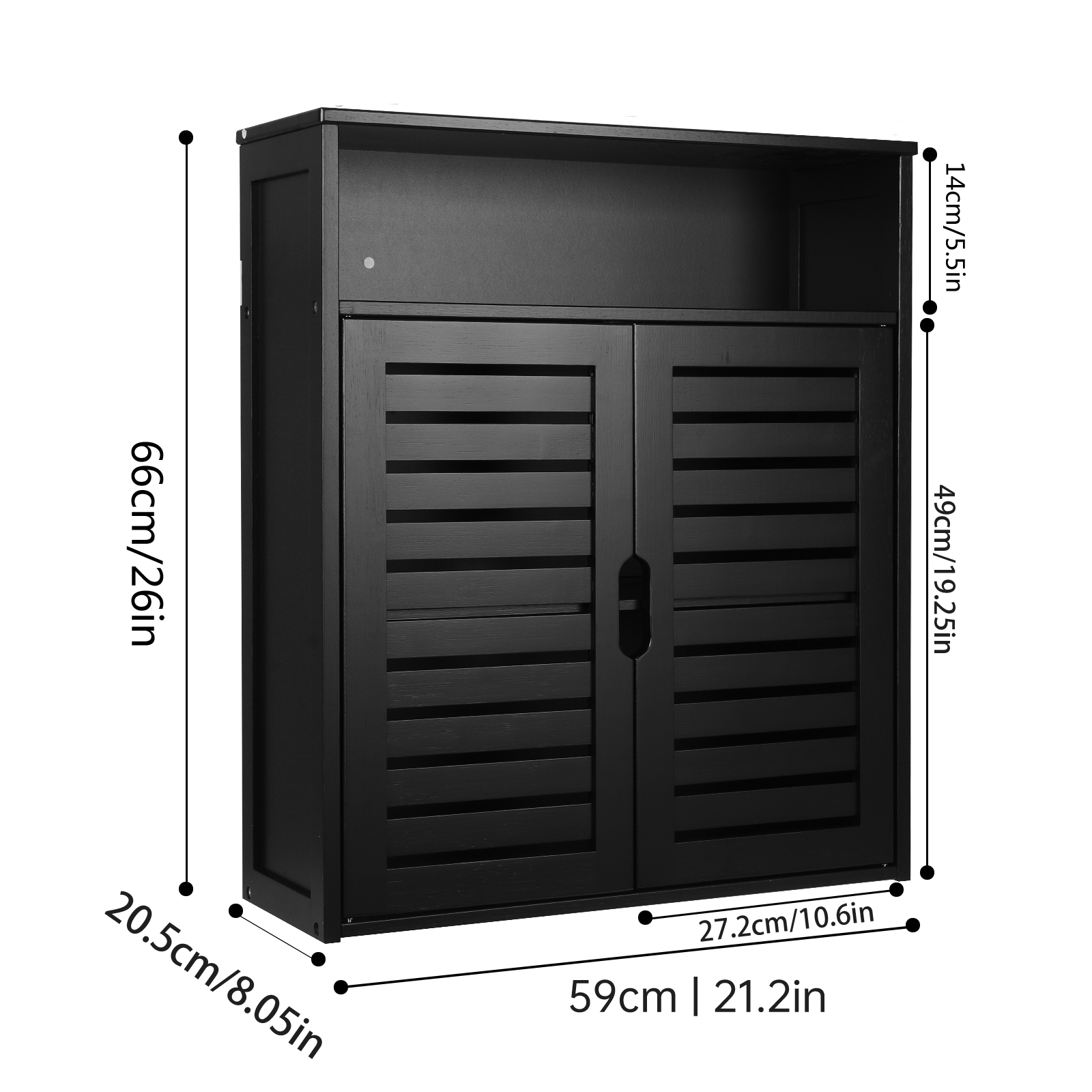 HYNAWIN Bamboo Wall Cabinet with Adjustable Shelf, Medicine Cabinet for Bathroom Living Room, Over-The-Toilet Floating Cabinet