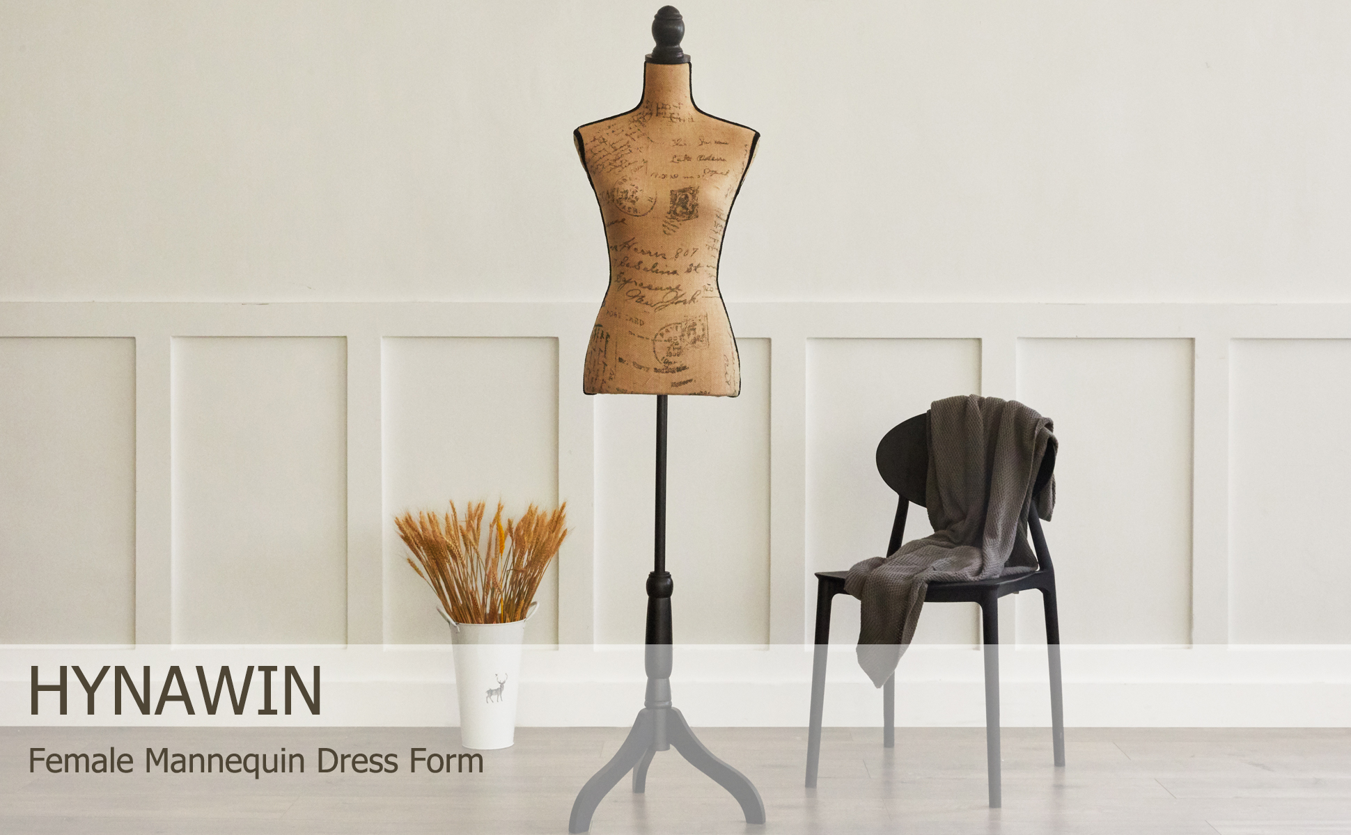 Female Dress Form Mannequin Torso Adjustable Height Mannequin Body with Tripod Stand for Clothing Dress Jewelry Display, Beige Printing