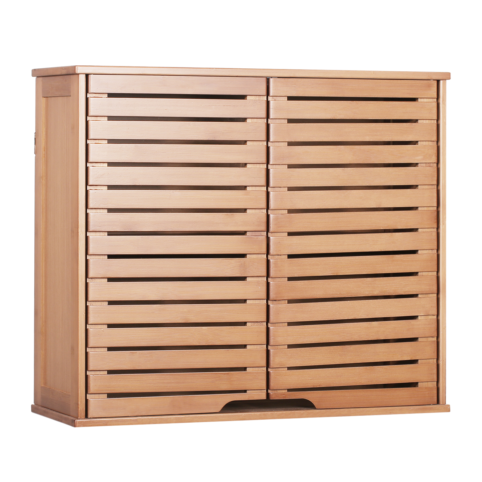 HYNAWIN Bamboo 2 Tier Bathroom Wall Cabinet with Adjustable Shelf, Double Door Cabinet for Bathroom, Living Room (20.28'' Height)