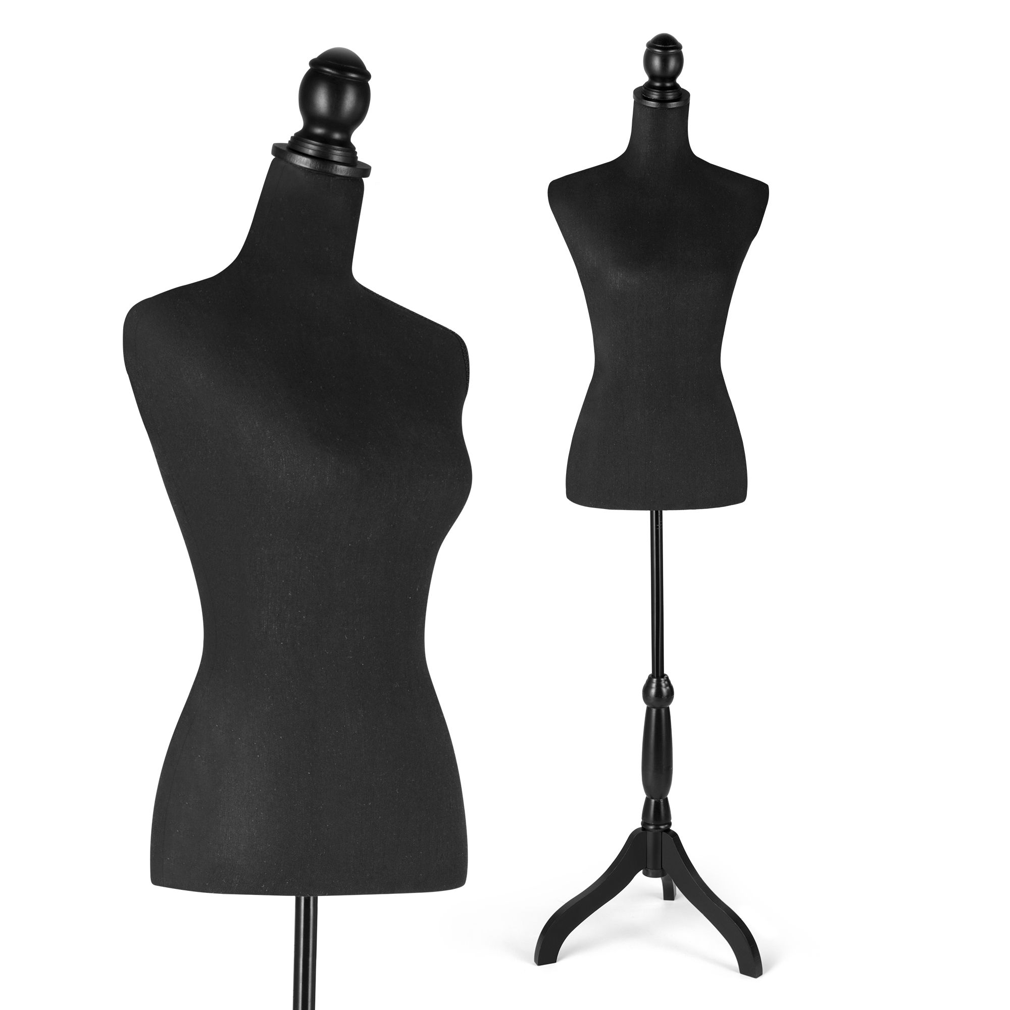 Female Dress Form Mannequin Torso Adjustable Height Mannequin Body with Tripod Stand for Clothing Dress Jewelry Display, Black