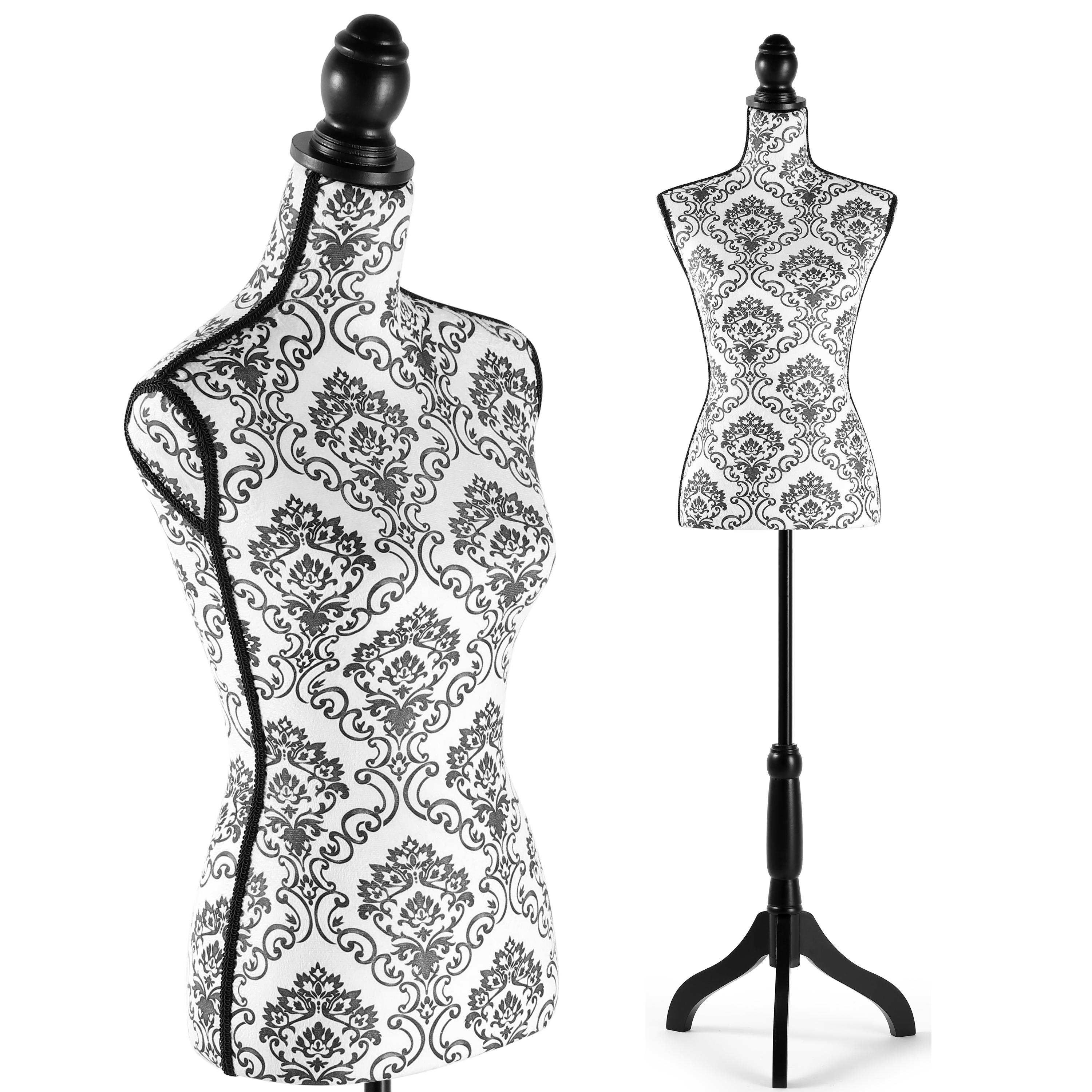 Female Dress Form Mannequin Torso Adjustable Height Mannequin Body with Tripod Stand for Clothing Dress Jewelry Display, Black