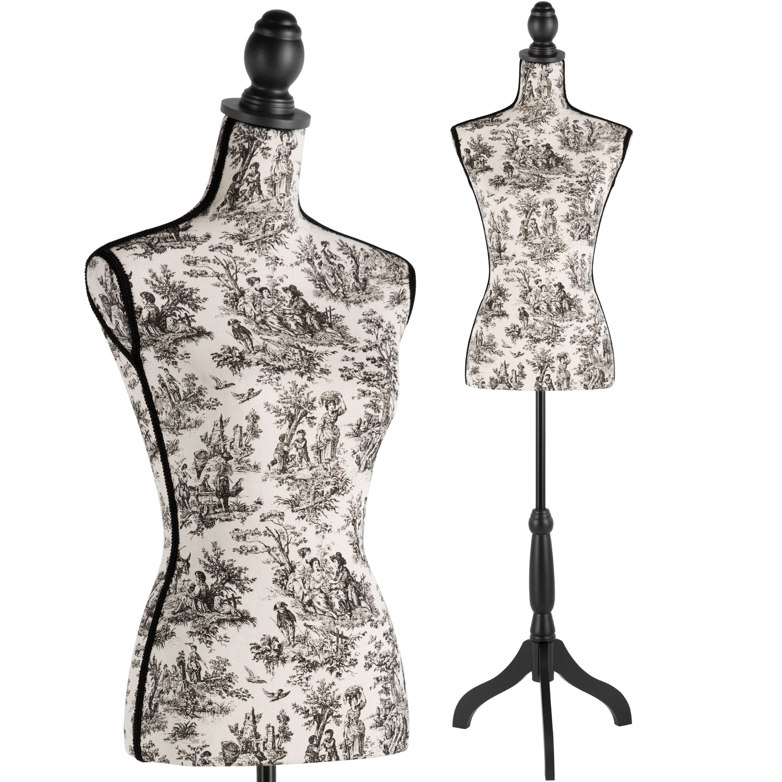 Female Dress Form Mannequin Torso Adjustable Height Mannequin Body with Tripod Stand for Clothing Dress Jewelry Display, Black