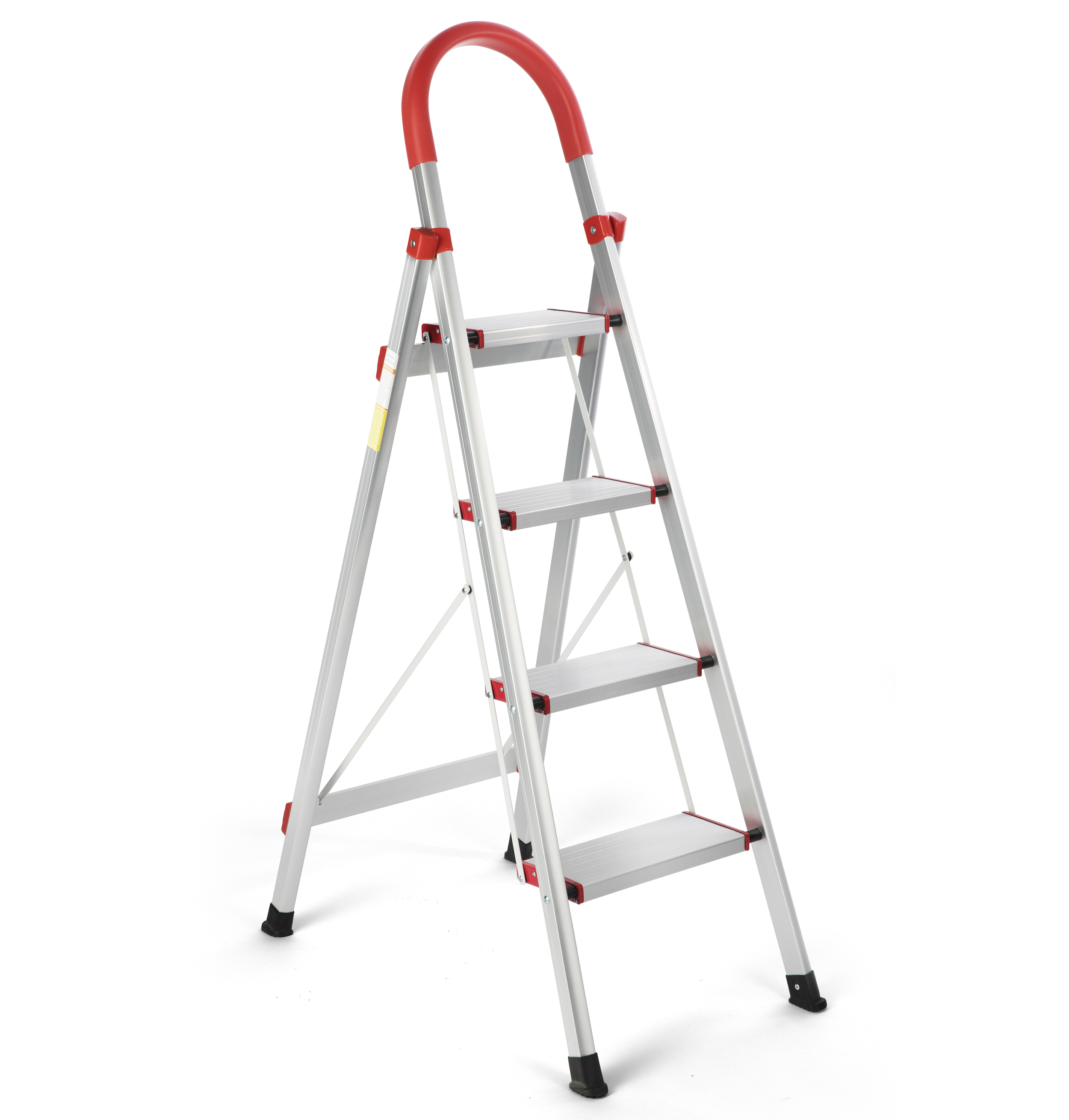 4 Step Ladder, Folding Step Stool with Anti-Slip Pedal and Tool Tray, Lightweight Aluminum Home Ladder for Home Kitchen Office