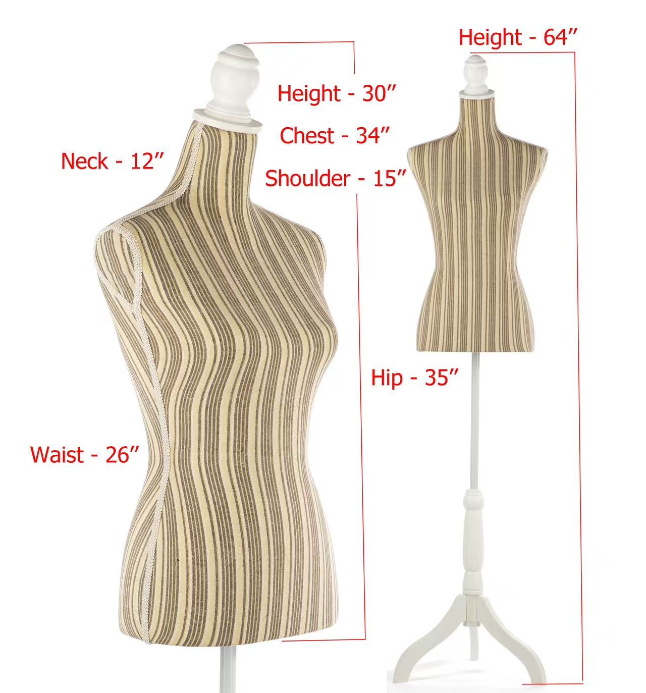 Female Dress Form Mannequin Torso Adjustable Height Mannequin Body with Tripod Stand for Clothing Dress Jewelry Display, Black