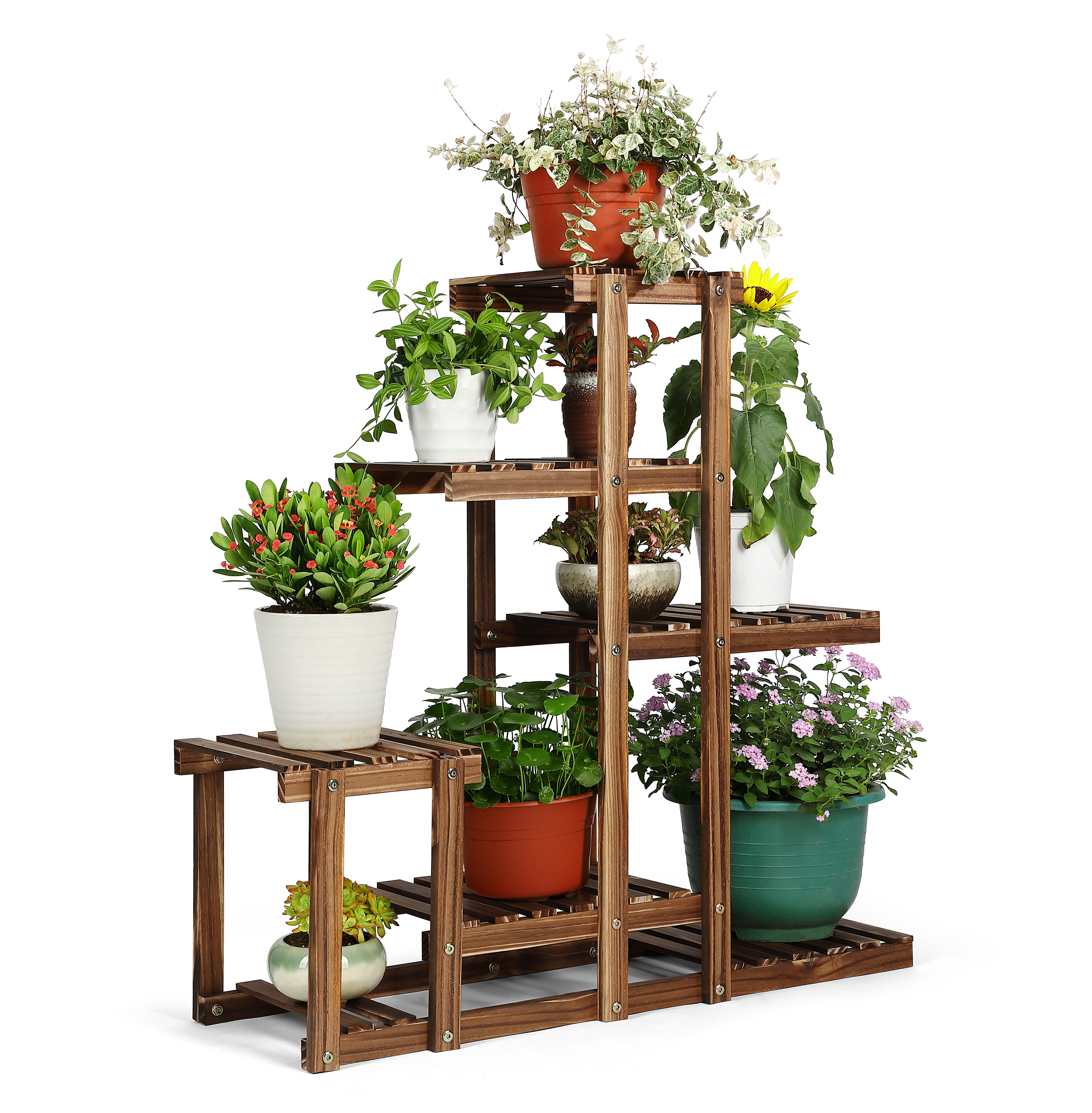 Wood Plant Stands, Indoor Outdoor Plant Rack, Multi Tiers Plant Shelf Holder, Display Storage Shelves for Patio Garden Balcony Yard