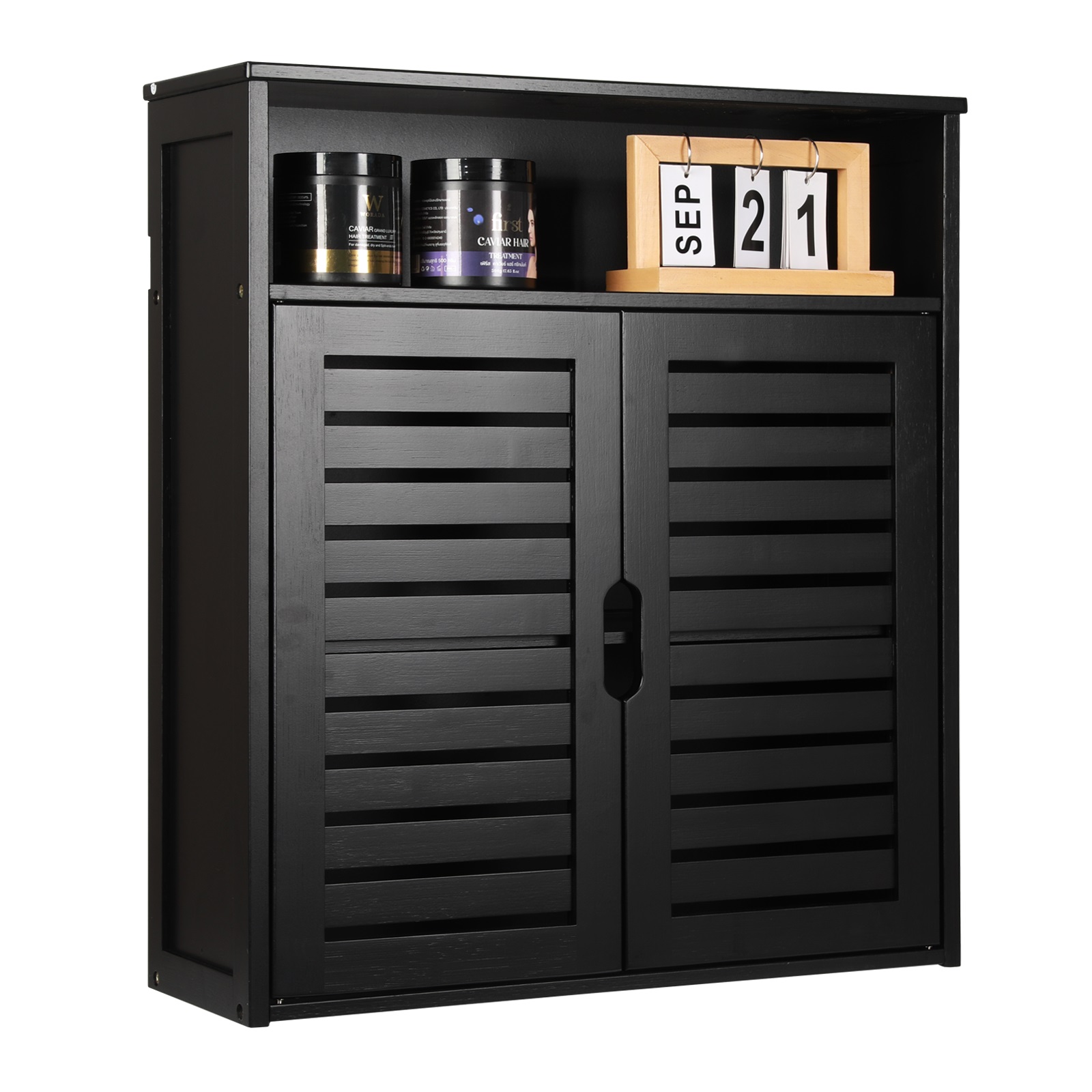 HYNAWIN Bamboo Wall Cabinet with Adjustable Shelf, Medicine Cabinet for Bathroom Living Room, Over-The-Toilet Floating Cabinet