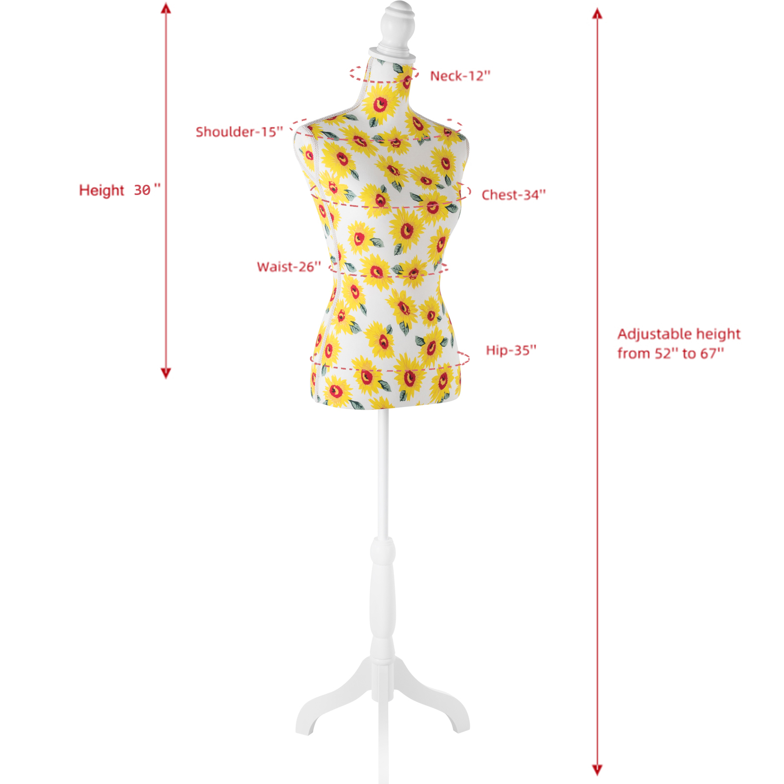 Female Dress Form Mannequin Torso Adjustable Height Mannequin Body with Tripod Stand for Clothing Dress Jewelry Display, Black