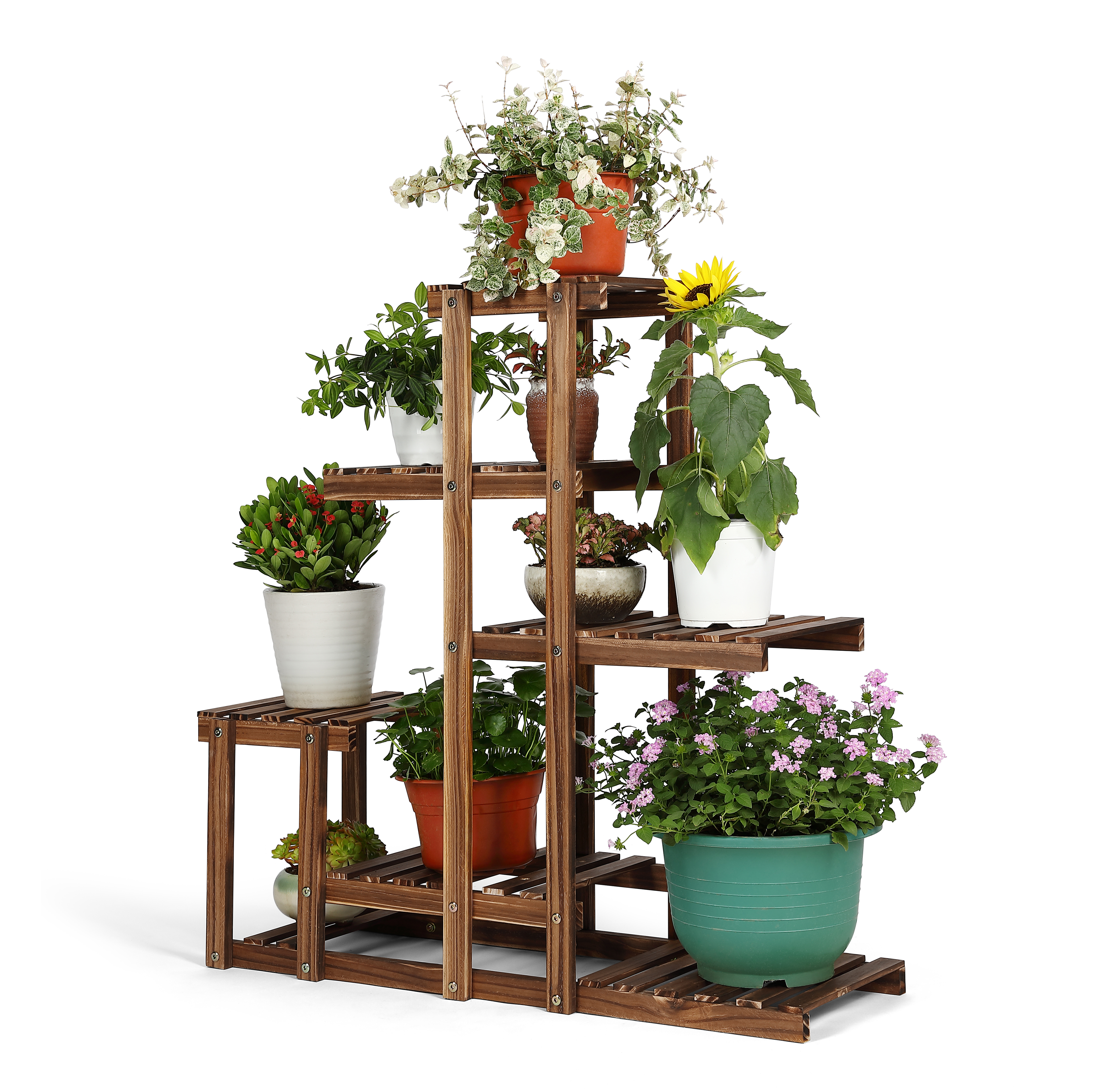 Wood Plant Stands, Indoor Outdoor Plant Rack, Multi Tiers Plant Shelf Holder, Display Storage Shelves for Patio Garden Balcony Yard