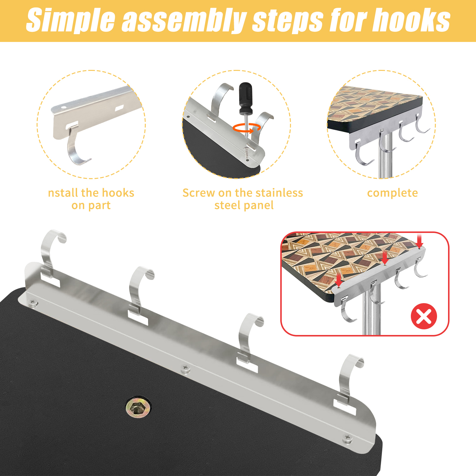 HYNAWIN 3 Tier Corner Shelf Bamboo & Metal Storage Spice Rack-Desk Bookshelf Display Shelves Space Saving Organizer 