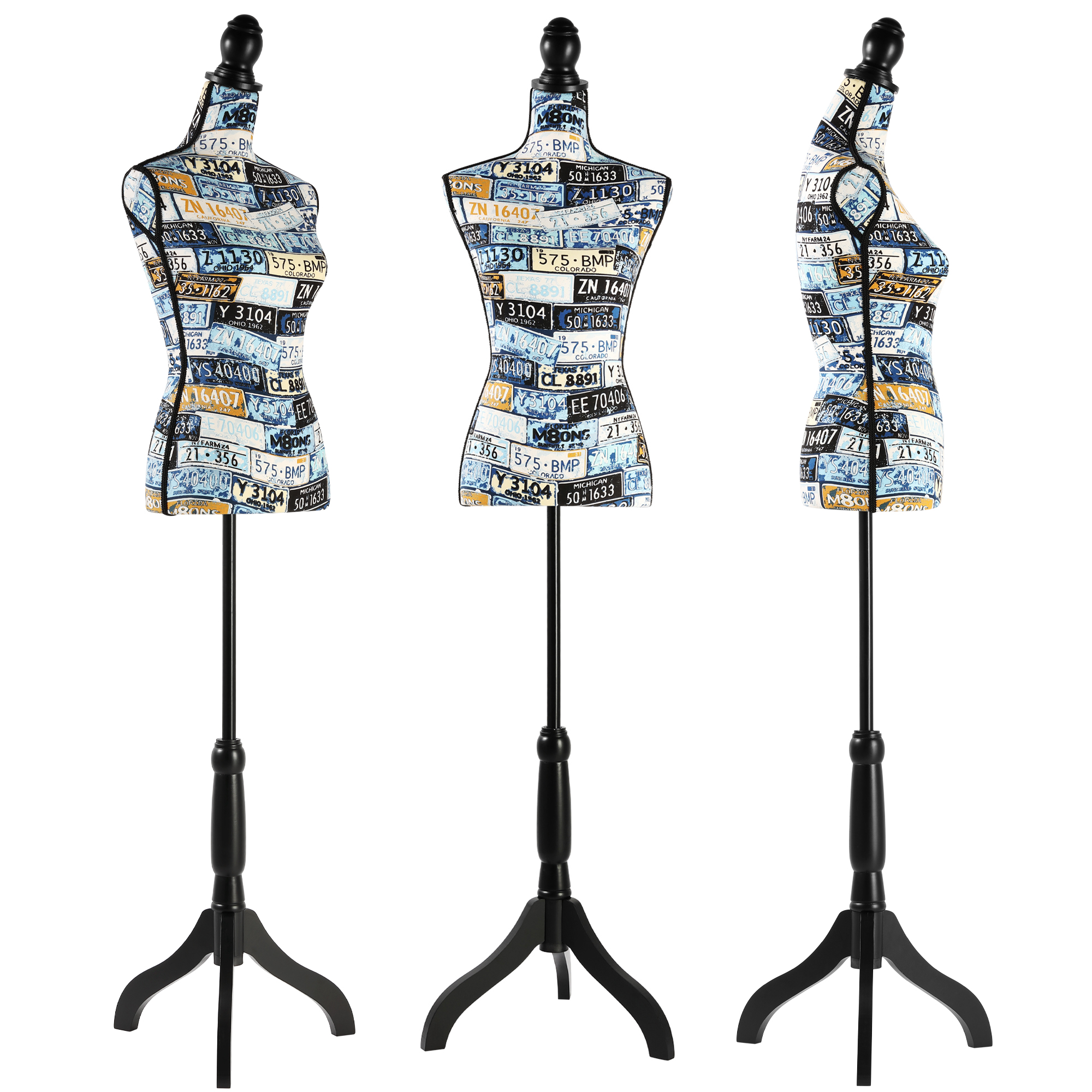 Female Dress Form Mannequin Torso Adjustable Height Mannequin Body with Tripod Stand for Clothing Dress Jewelry Display, Black