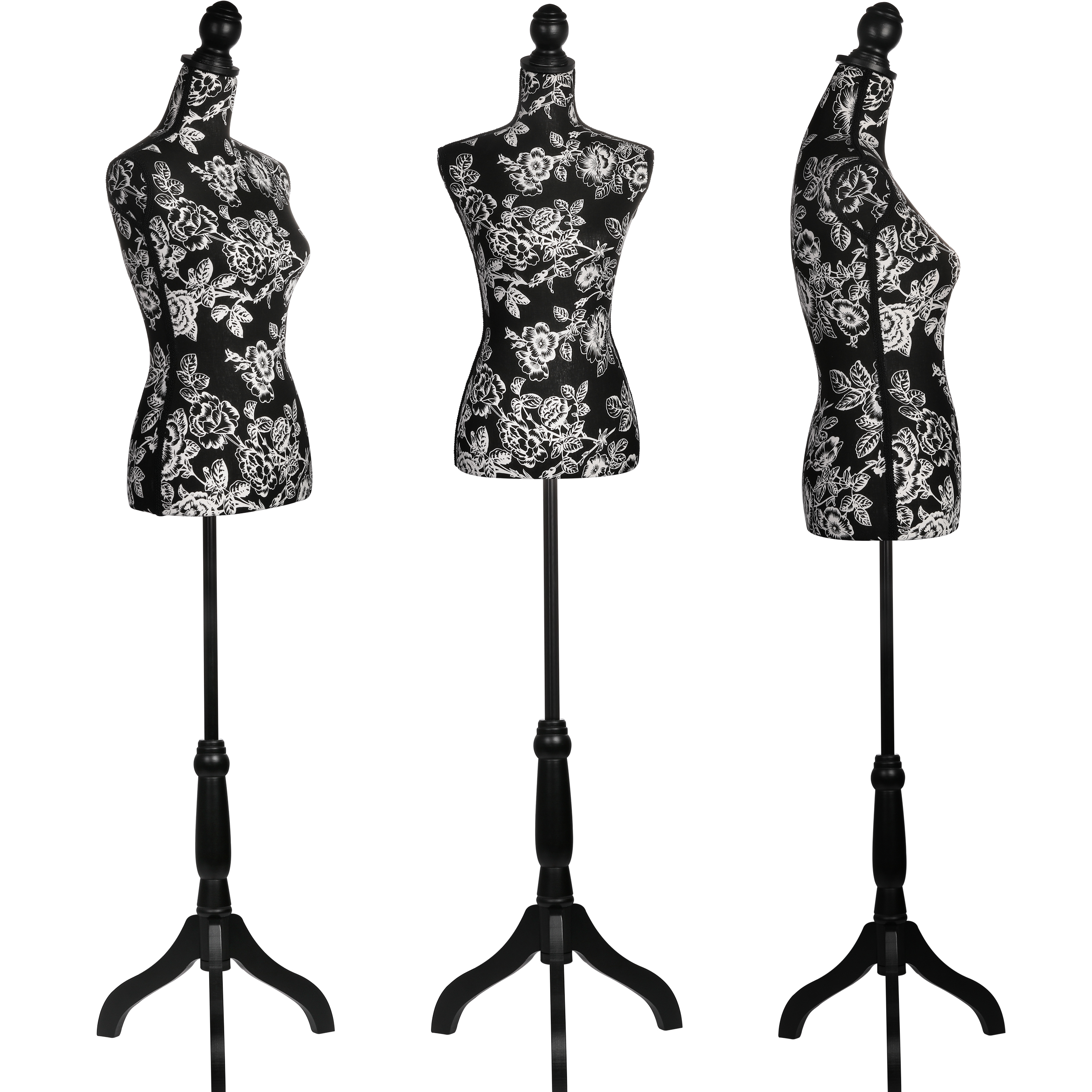 Female Dress Form Mannequin Torso Adjustable Height Mannequin Body with Tripod Stand for Clothing Dress Jewelry Display, Black