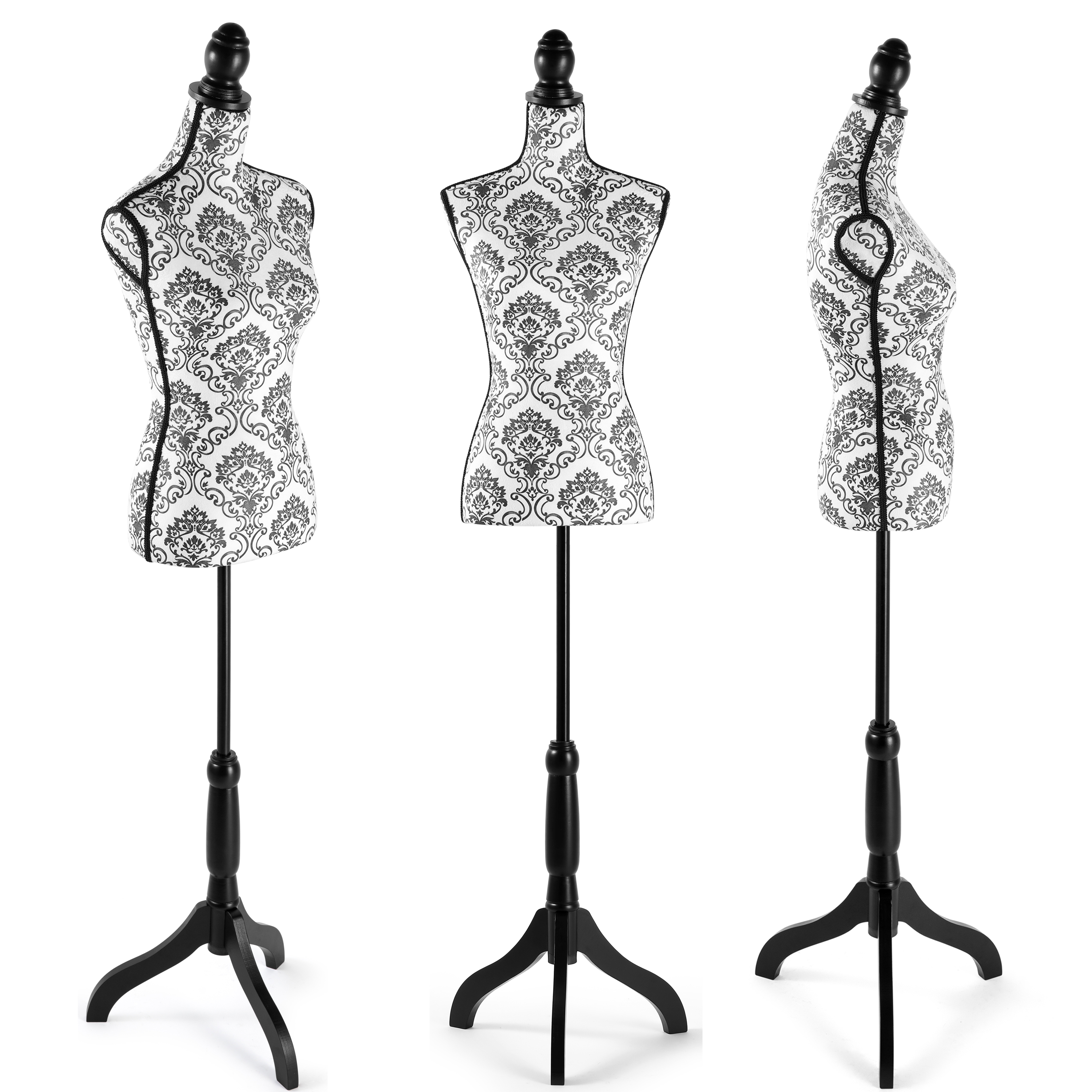 Female Dress Form Mannequin Torso Adjustable Height Mannequin Body with Tripod Stand for Clothing Dress Jewelry Display, Black