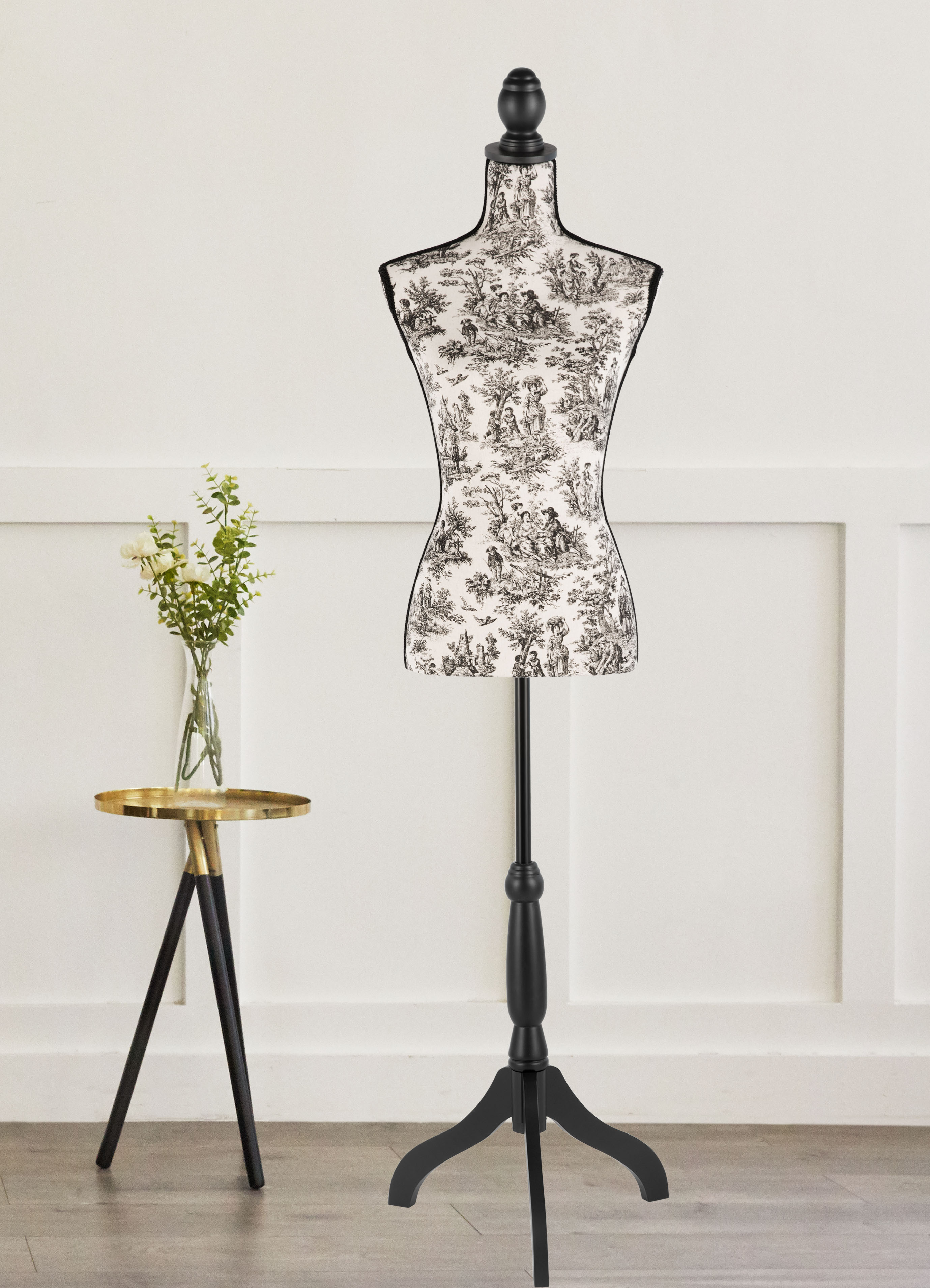 Female Dress Form Mannequin Torso Adjustable Height Mannequin Body with Tripod Stand for Clothing Dress Jewelry Display, Black