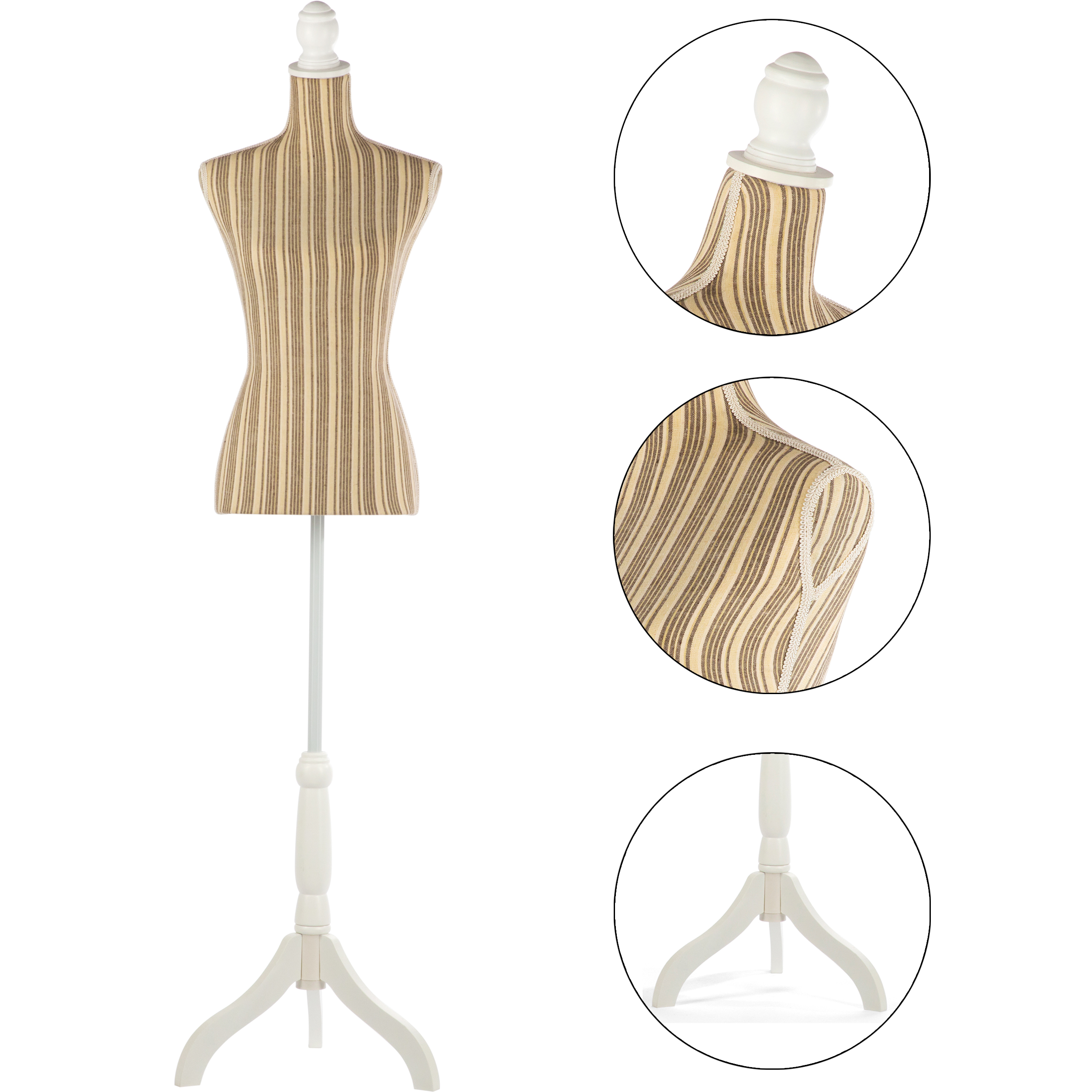 Female Dress Form Mannequin Torso Adjustable Height Mannequin Body with Tripod Stand for Clothing Dress Jewelry Display, Black