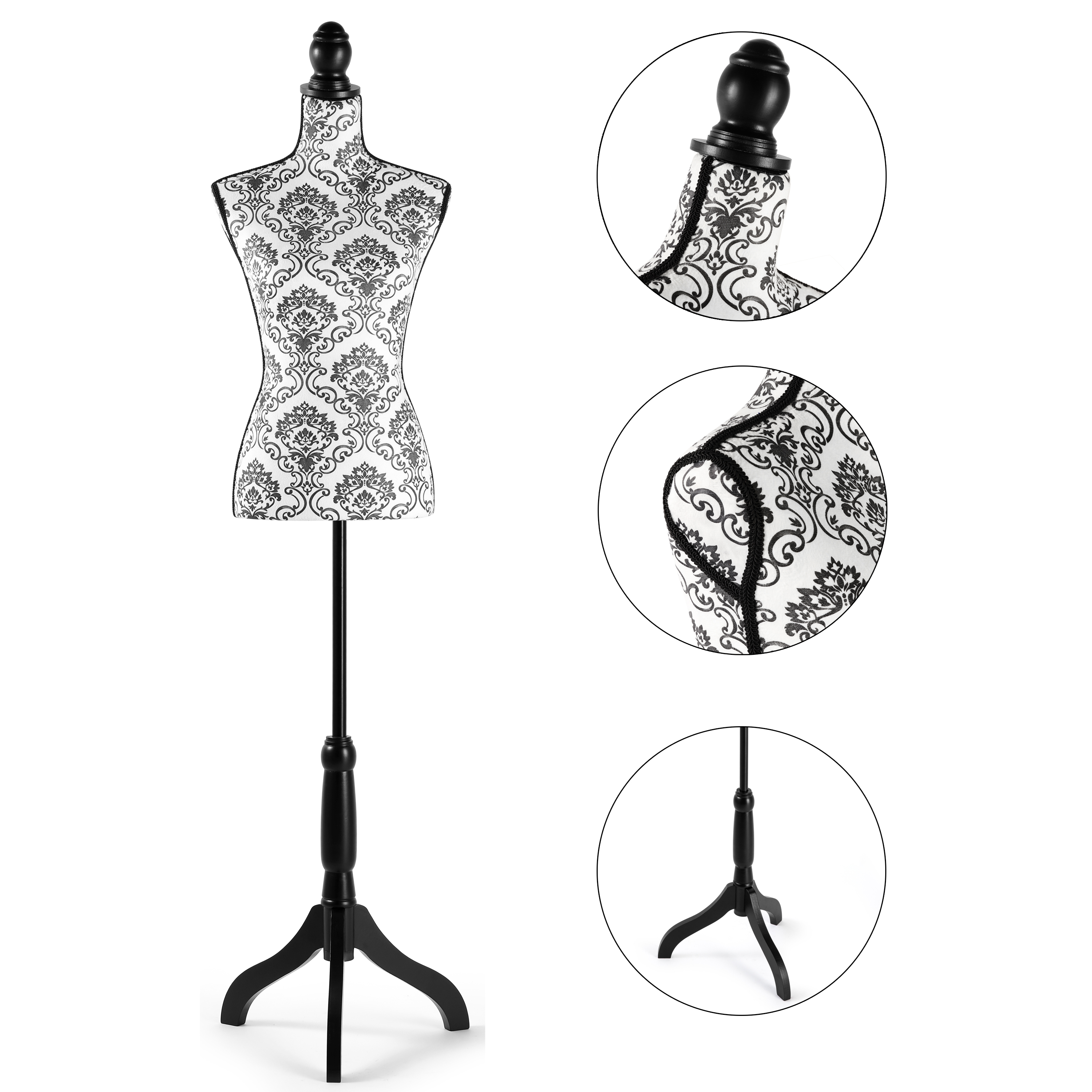 Female Dress Form Mannequin Torso Adjustable Height Mannequin Body with Tripod Stand for Clothing Dress Jewelry Display, Black