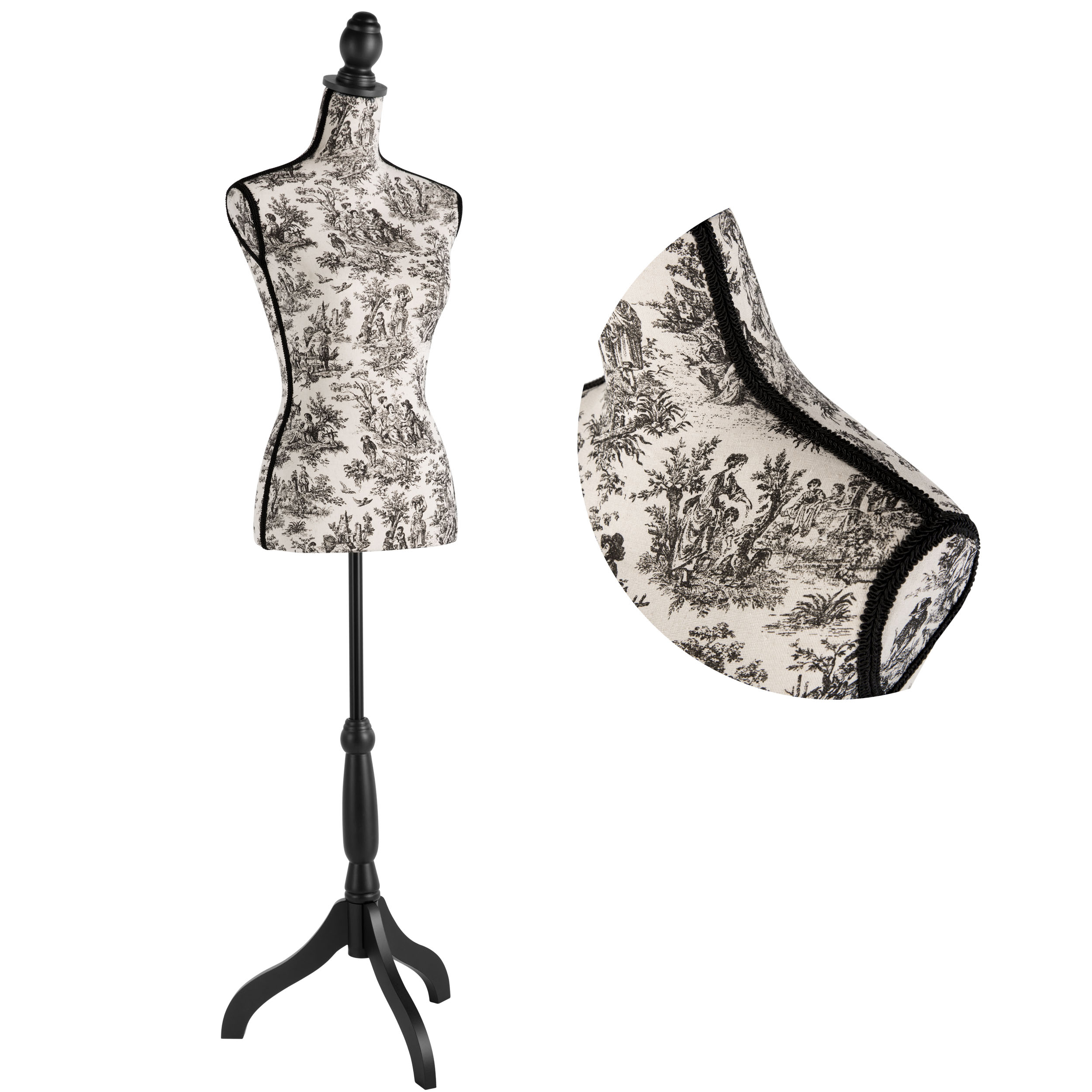 Female Dress Form Mannequin Torso Adjustable Height Mannequin Body with Tripod Stand for Clothing Dress Jewelry Display, Black